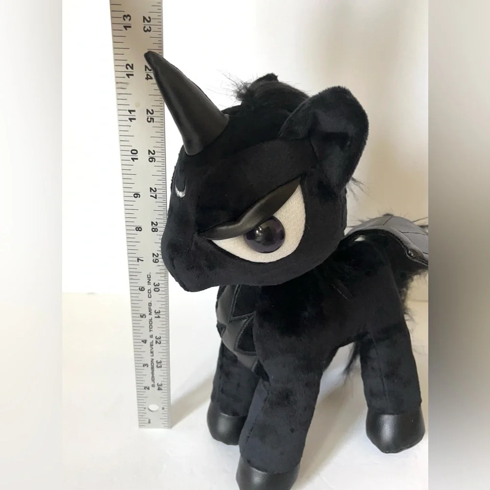 Black Unicorn Plush Stuffed Animal Dark Goth Plushie Punk Plush Faux Leather - Picture 7 of 10
